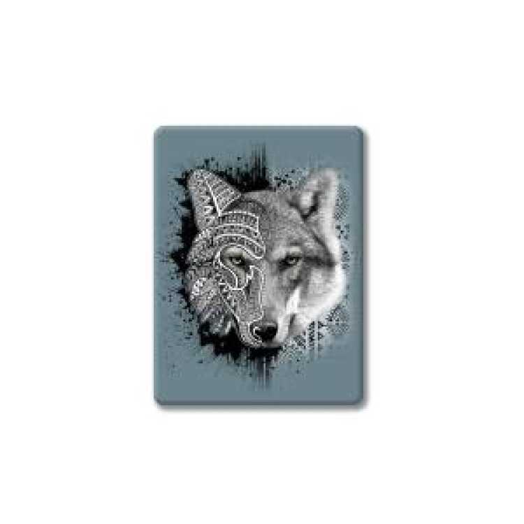 Magnet Loup Natives Tribes (Fond Citadel Bleu) Blanc Taille unique