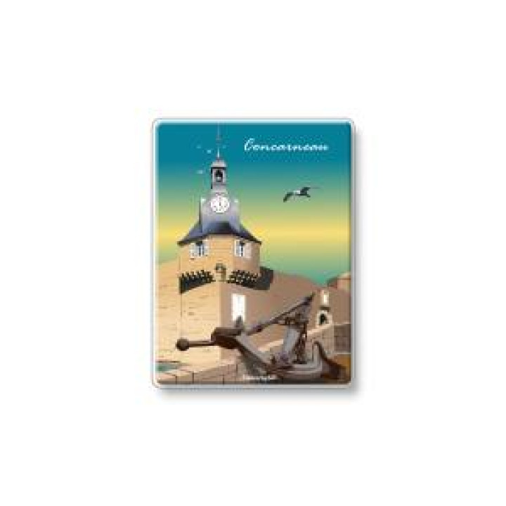 Magnet Vue de lhorloge et de lancre Concarneau Blanc Taille unique