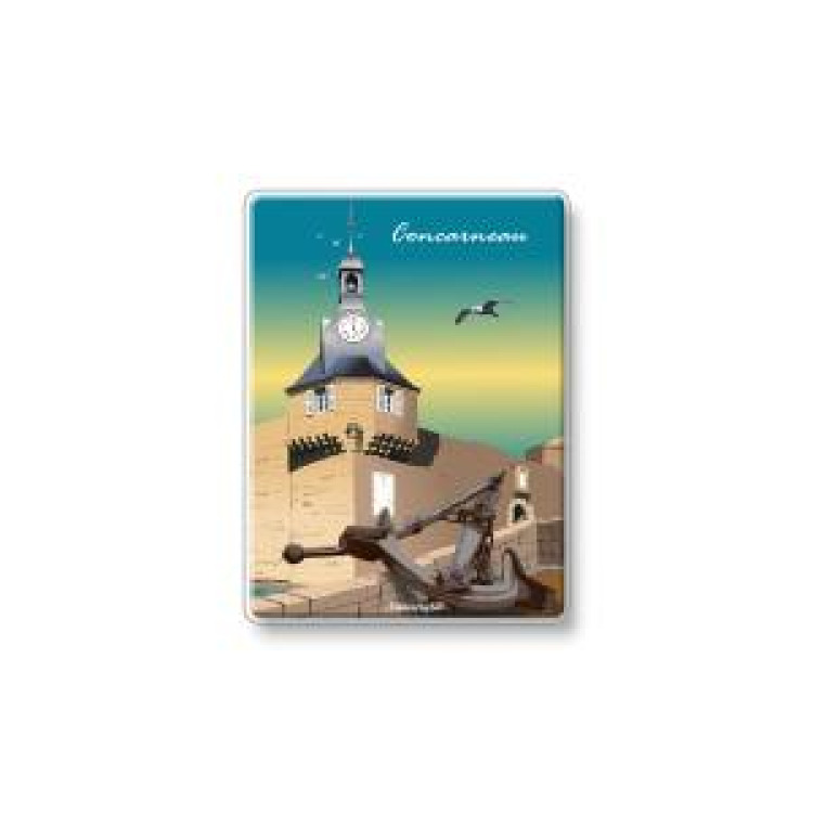 Magnet Vue de l&rsquo;horloge et de l&rsquo;ancre Concarneau Blanc Taille unique