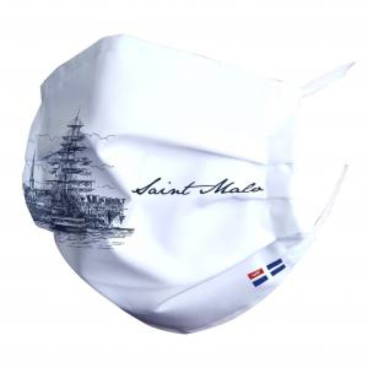 Masque en tissu Bateau Port Saint Malo Blanc Taille unique
