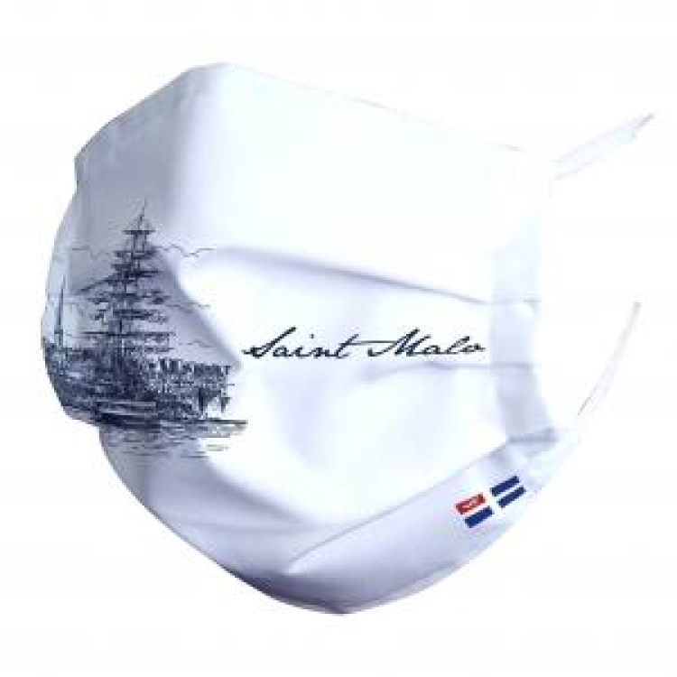 Masque en tissu Bateau Port Saint Malo Blanc Taille unique