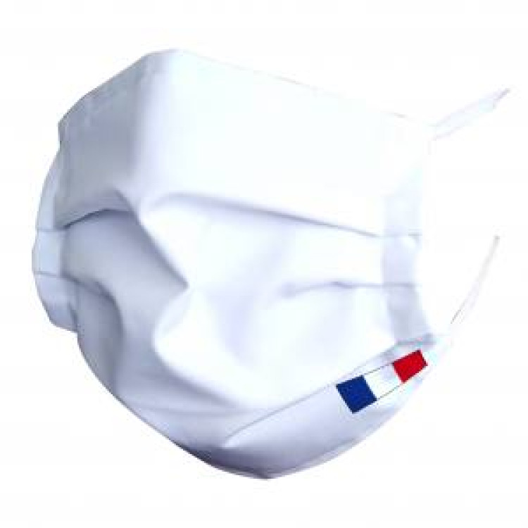 Masque en tissu Blanc avec Drapeau Blanc Taille unique
