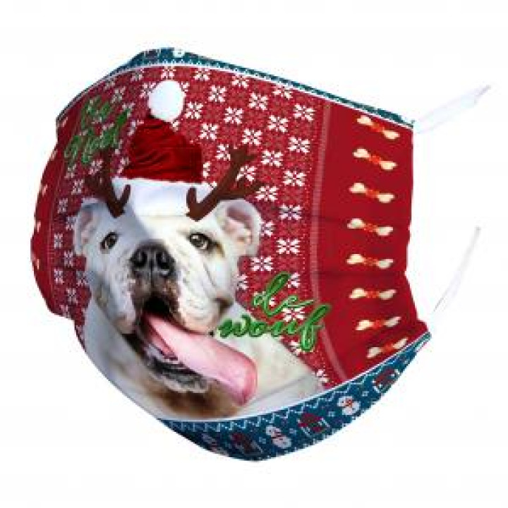 Masque en tissu Chien de Noël Blanc Taille unique
