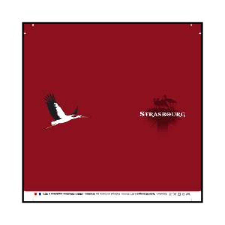 Masque en tissu Cigogne Strasbourg Fond Rouge Tango Blanc Taille unique