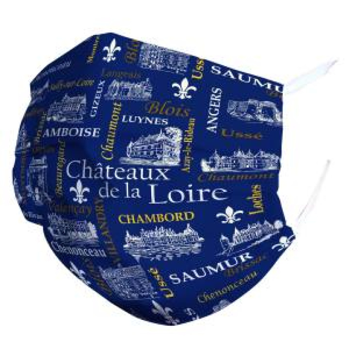 Masque en tissu des Châteaux de la Loire Elastique BleuBlancRouge Blanc Taille unique