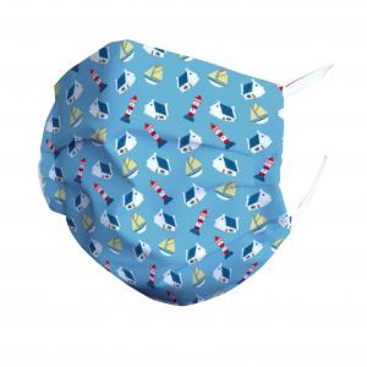 Masque en tissu Enfant Semi Bateau Phare Blanc Taille unique
