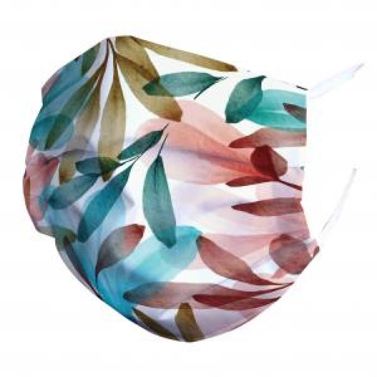 Masque en tissu Feuilles Aquarelle Blanc Taille unique