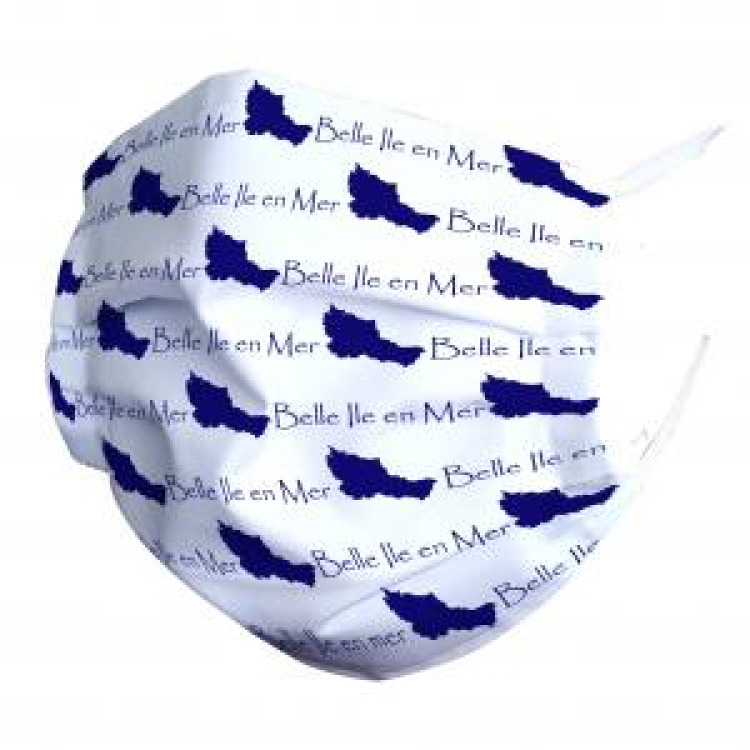 Masque en tissu Fond Blanc Belle &Icirc;le en Mer en Marine Blanc Taille unique