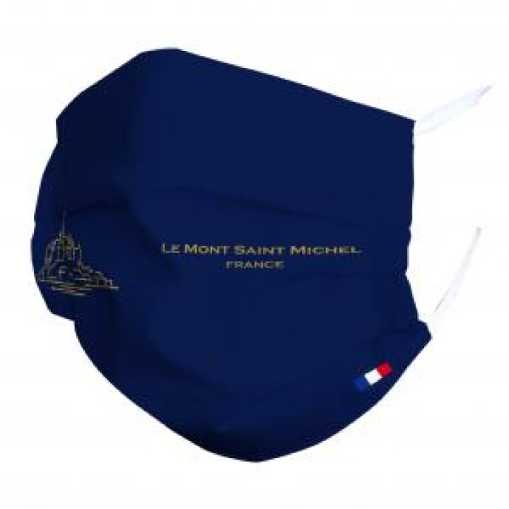 Masque en tissu Fond Bleu Mont Saint Michel Blanc Taille unique