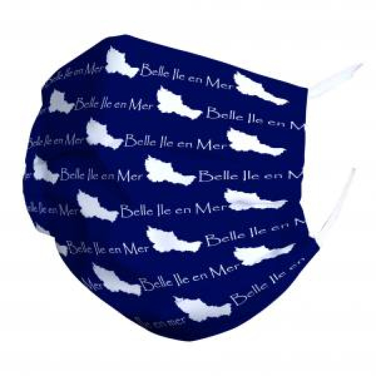 Masque en tissu Fond Marine Belle &Icirc;le en Mer en Blanc Blanc Taille unique