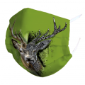 Masque en tissu Cerf Native Tribes Fond Vert Anis Blanc Taille unique