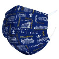 Masque en tissu des Ch&acirc;teaux de la Loire Elastique Bleu/Blanc/Rouge Blanc Taille unique