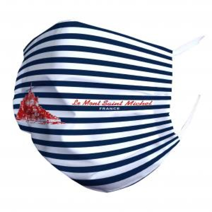 Masque en tissu Rayure Mont Saint Michel Blanc Taille unique
