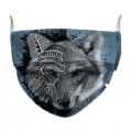 Masque en tissu T&ecirc;te de Loup Tribes Blanc Taille unique