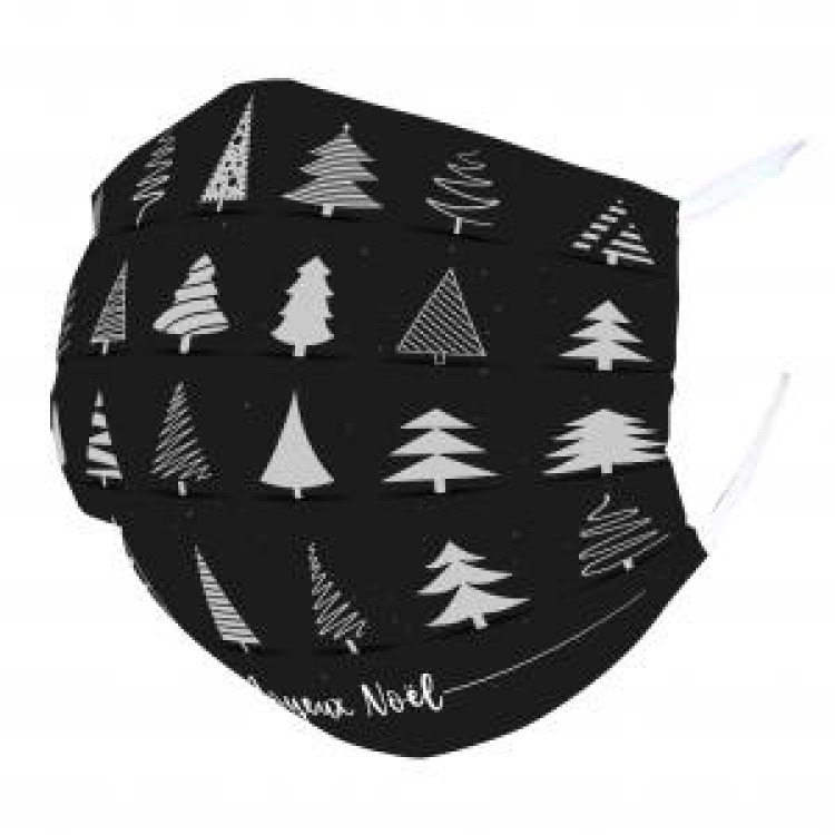 Masque en tissu Multi Sapins Blanc Taille unique