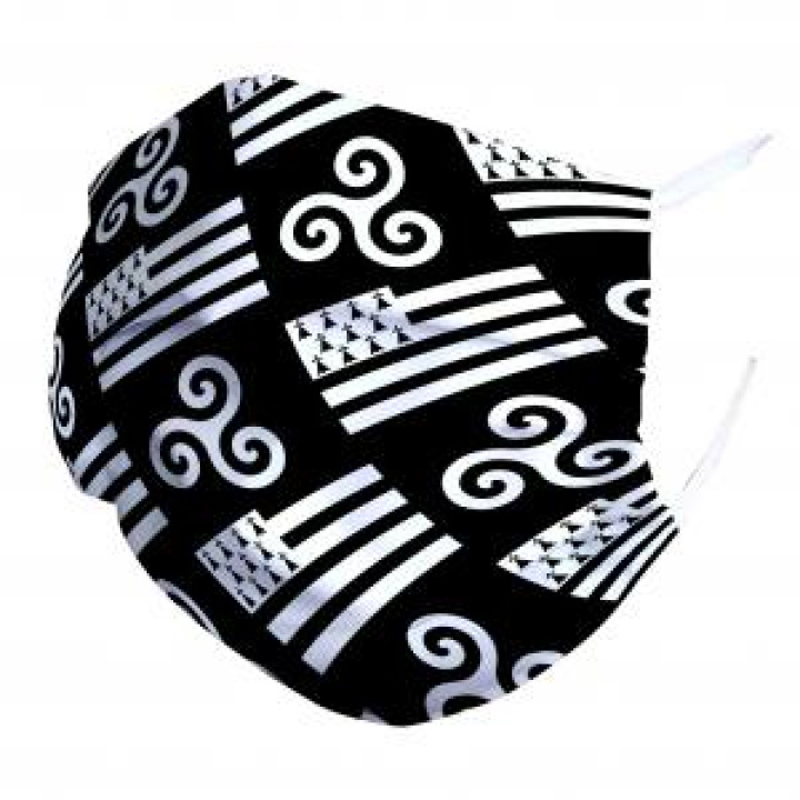 Masque en tissu Multi Triskels et Drapeaux Blanc Taille unique