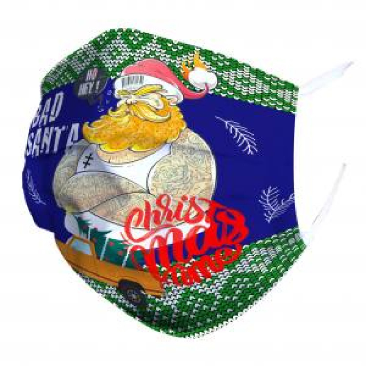 Masque en tissu P&egrave;re No&euml;l Blanc Taille unique
