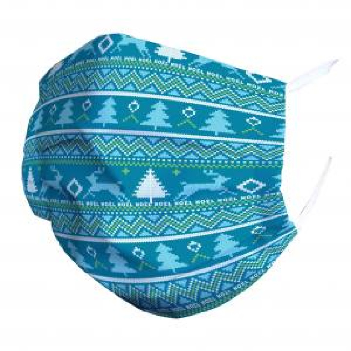 Masque en tissu Sapins et Rennes Blanc Taille unique