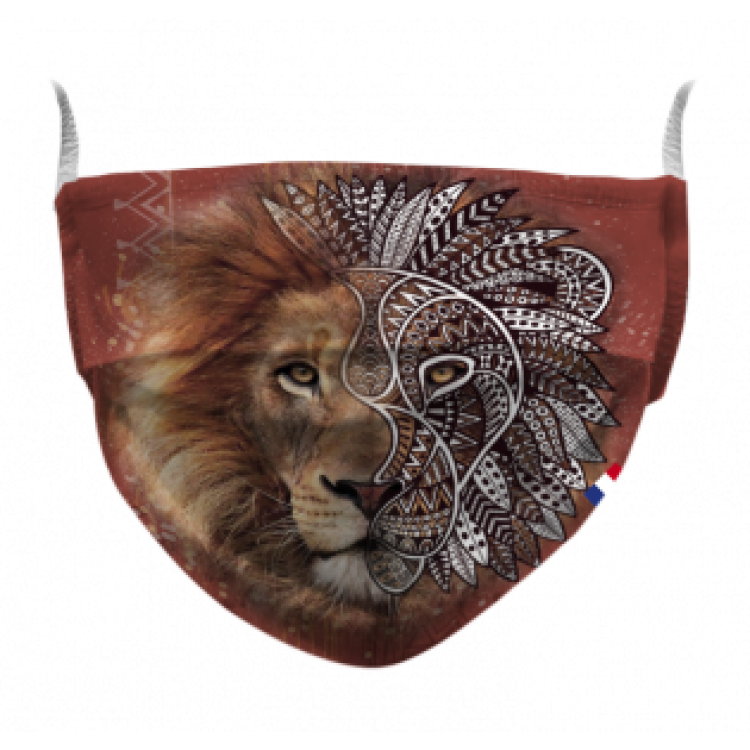 Masque en tissu T&ecirc;te de Lion Tribes Blanc Taille unique