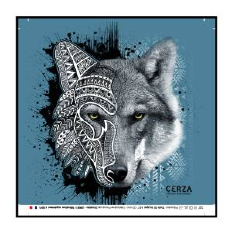 Masque en tissu T&ecirc;te de Loup Tribes Cerza Blanc Taille unique