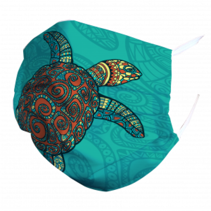 Masque en tissu Tortue Multicolores Blanc Taille unique
