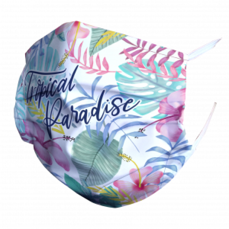 Masque en tissu Tropical Paradise Blanc Taille unique