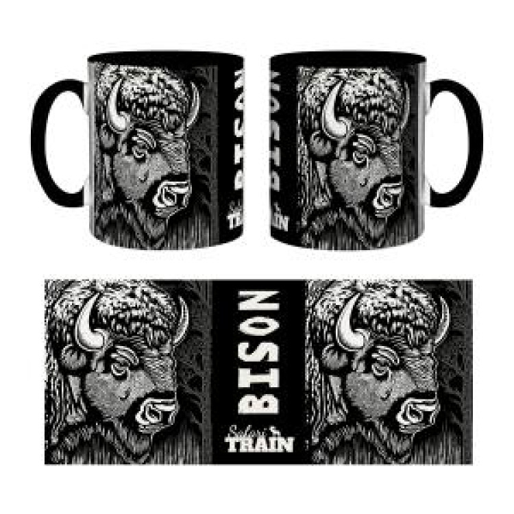 Mug bicolore Bison Linocut Gamme Black Safari Train noir Taille unique