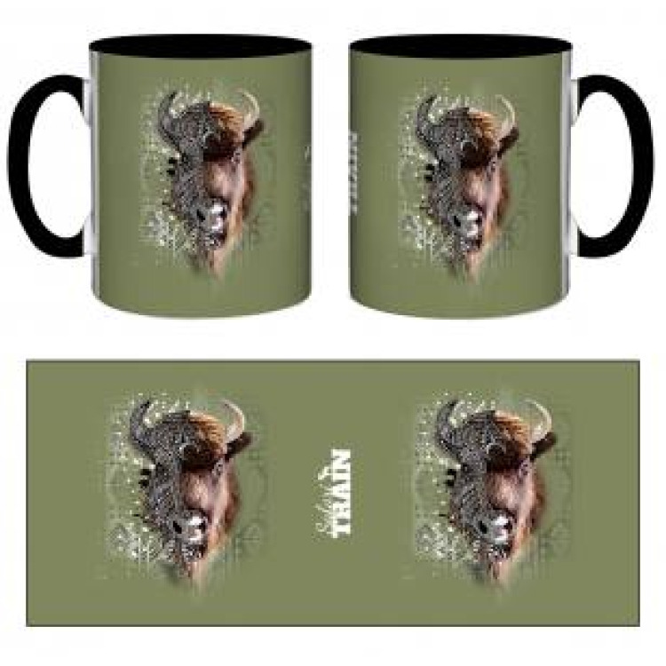 Mug bicolore Bison Native Tribes logo Safari Train (Fond Kaki Beige Noir) noir Taille unique