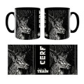 Mug bicolore Cerf Linocut Safari Train noir Taille unique
