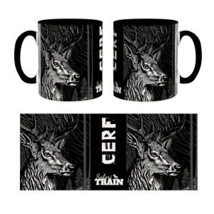 Mug bicolore Cerf Linocut Safari Train noir Taille unique