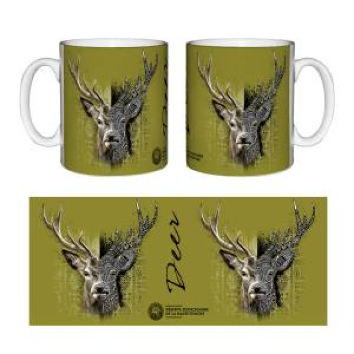 Mug bicolore Cerf Native Tribes Vert Anis Réserve de la Haute Touche Blanc Taille unique