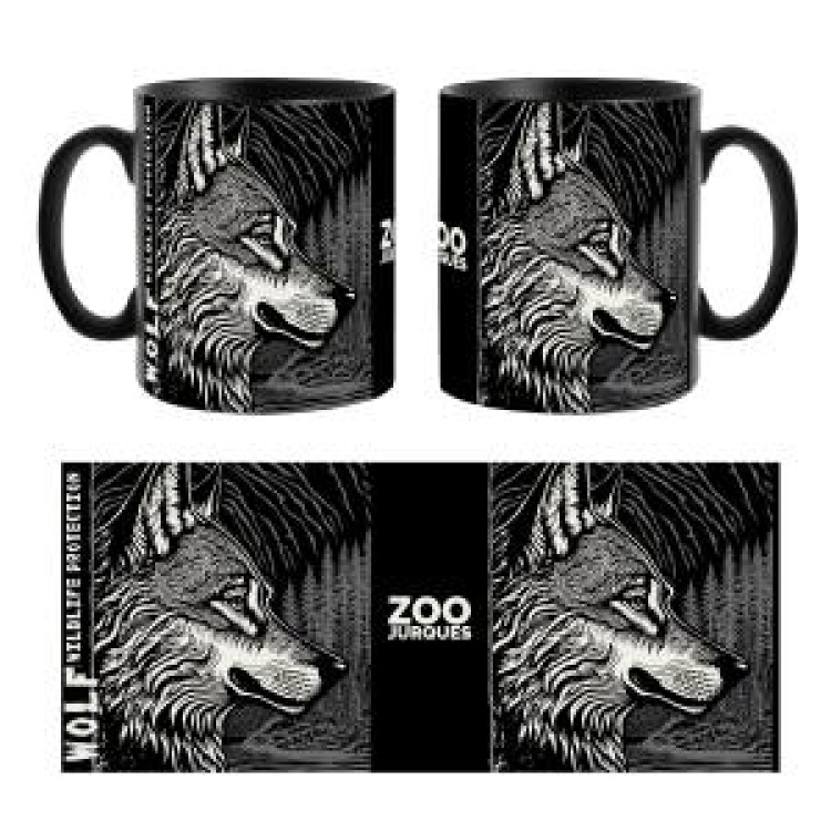 Mug bicolore Loup Linocut Gamme Black Zoo de Jurques noir Taille unique