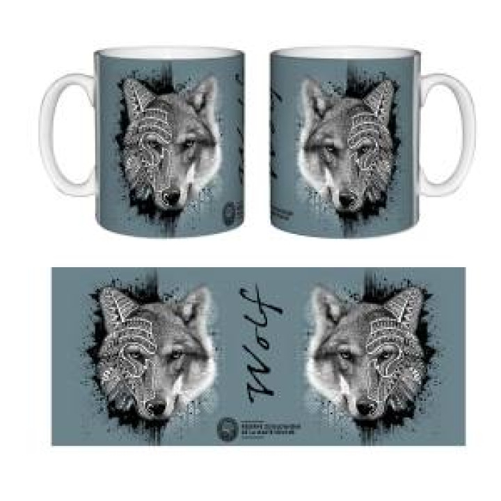 Mug bicolore Loup Natives Tribes Bleu Gris Citadel Réserve de la Haute Touche noir Taille unique