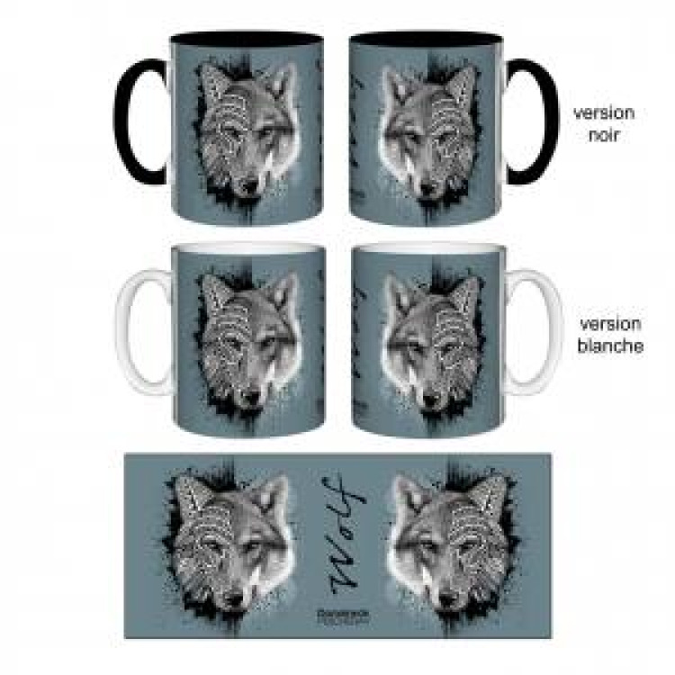 Mug bicolore Loup Natives Tribes Domaine de Pescheray noir Taille unique
