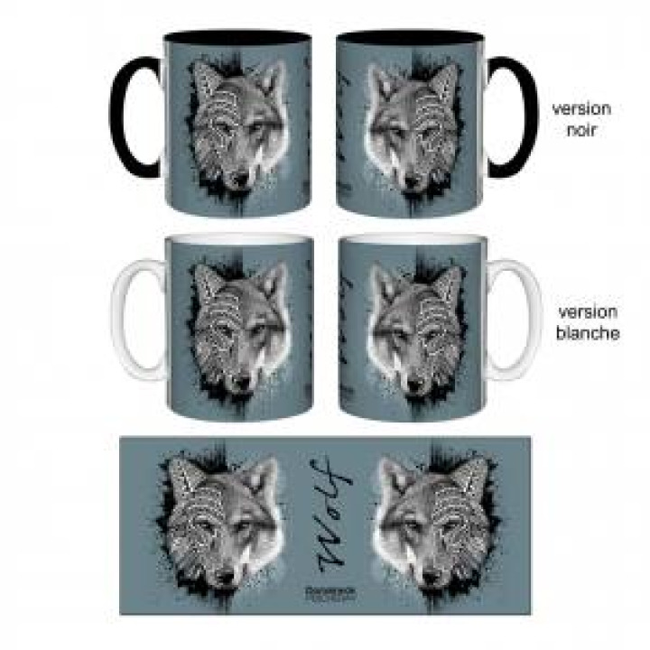 Mug bicolore Loup Natives Tribes Domaine de Pescheray Blanc Taille unique