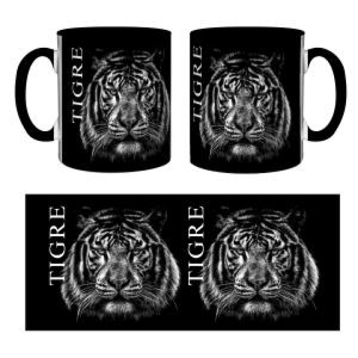 Mug bicolore Tigre Blanc Gamme Black noir Taille unique