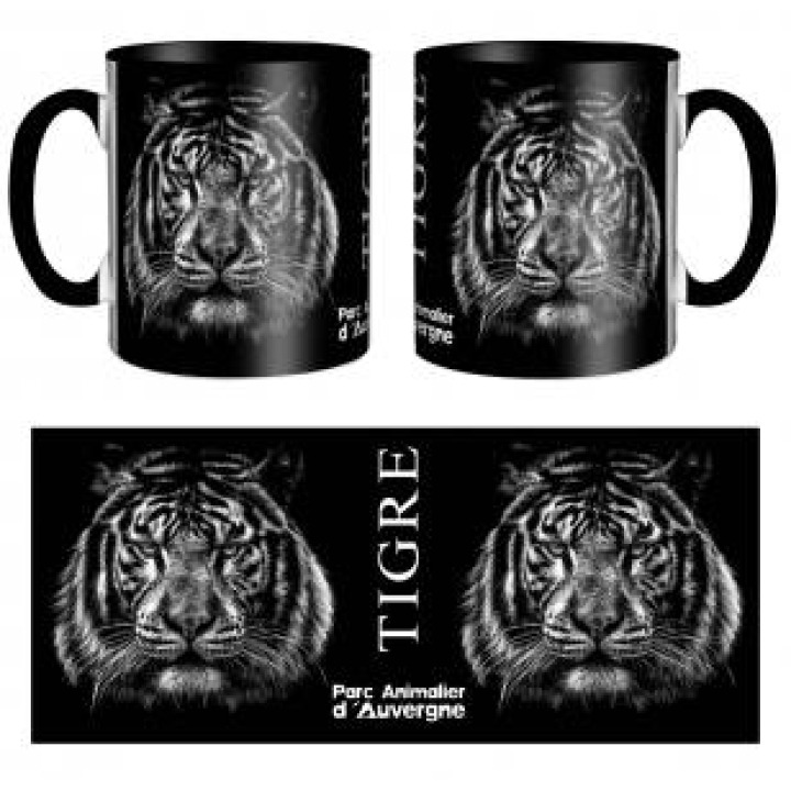 Mug bicolore Tigre Blanc Gamme Black Parc Animalier dAuvergne noir Taille unique