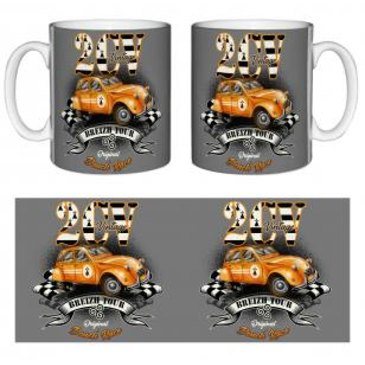 Mug blanc 2 CV Vintage Breizh Tour Blanc Taille unique
