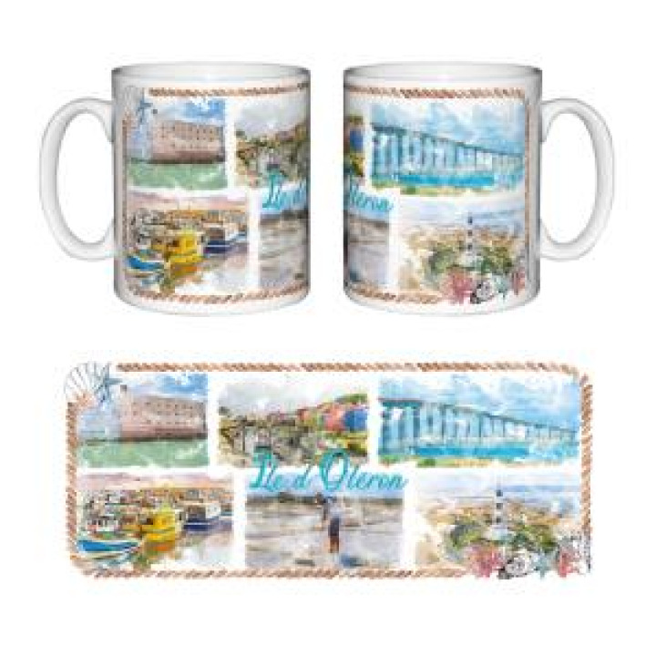 Mug blanc Aquarelle Multi Vues Île dOléron Blanc Taille unique