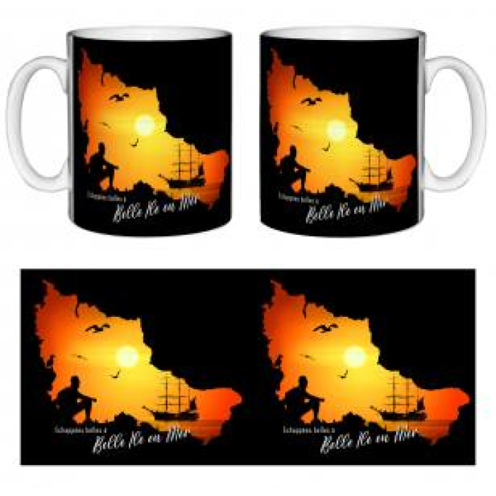 Mug blanc Bateau dans Carte Belle Île en Mer Blanc Taille unique