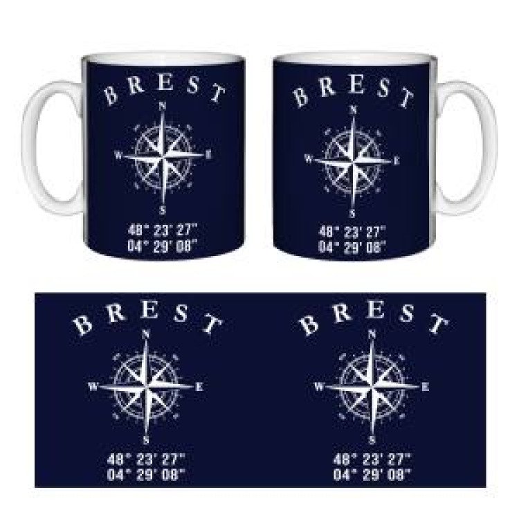 Mug blanc Brest GPS Blanc Taille unique