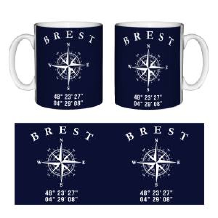 Mug blanc Brest GPS Blanc Taille unique
