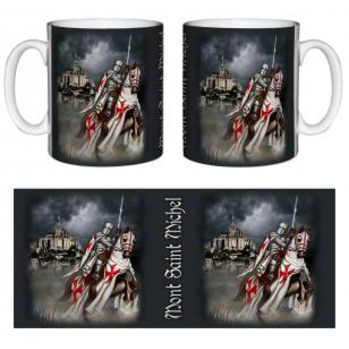 Mug blanc Cavalier sur Son Cheval Mont Saint Michel Blanc Taille unique