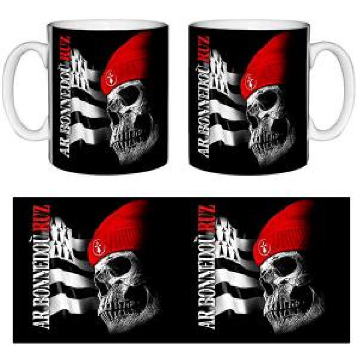 Mug blanc Crâne Bonnet Rouge Blanc Taille unique