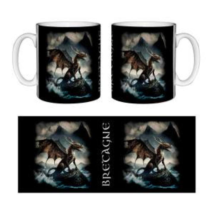 Mug blanc Dragon Montagne Bretagne Blanc Taille unique