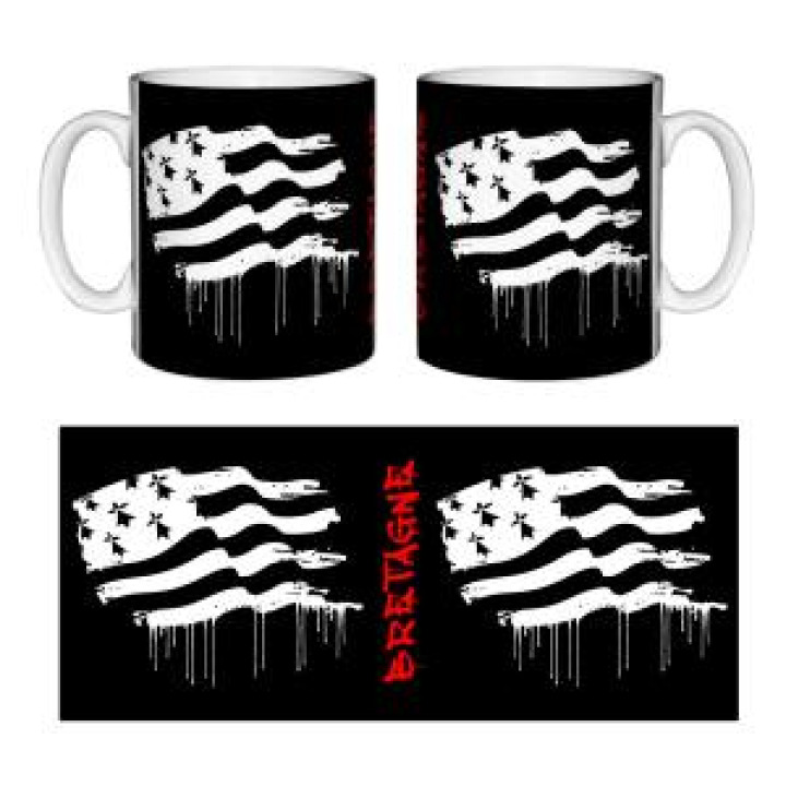 Mug blanc Drapeau Bretagne Qui Coule Blanc Taille unique
