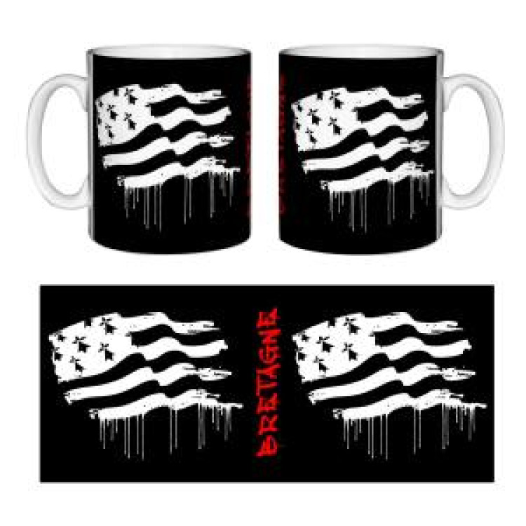 Mug blanc Drapeau Bretagne Qui Coule Blanc Taille unique