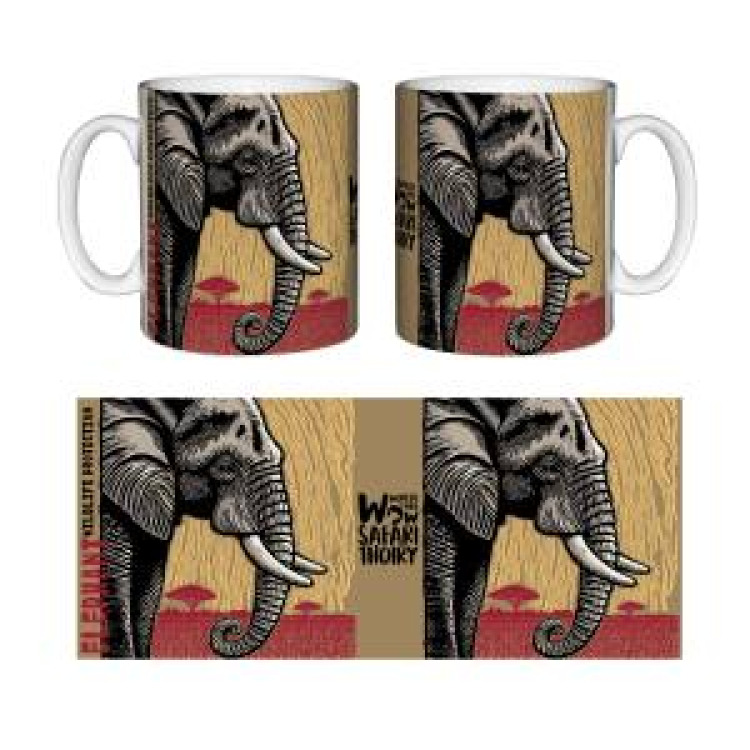 Mug blanc &Eacute;l&eacute;phant Linocut Zoo de Thoiry Blanc Taille unique