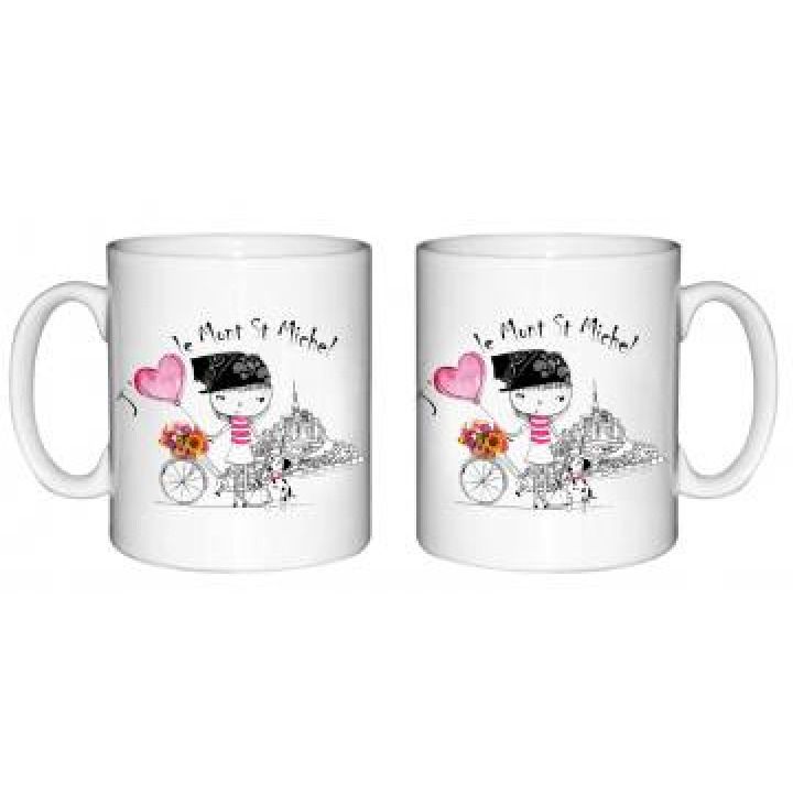 Mug blanc Fille Vélo Mont Saint Michel Blanc Taille unique