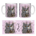 Mug blanc Hibou Native Tribes (Fond Rose Chin&eacute;) Blanc Taille unique